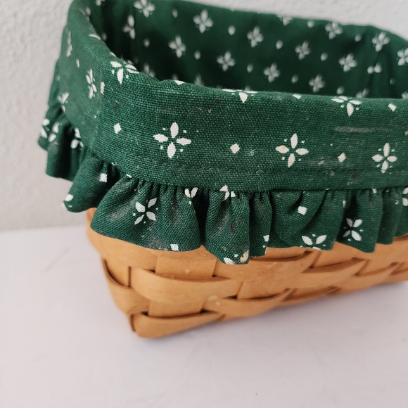 Longaberger 1997 Angled Basket With Green Floral Liner Card Keeper Basket - Picture 3 of 12